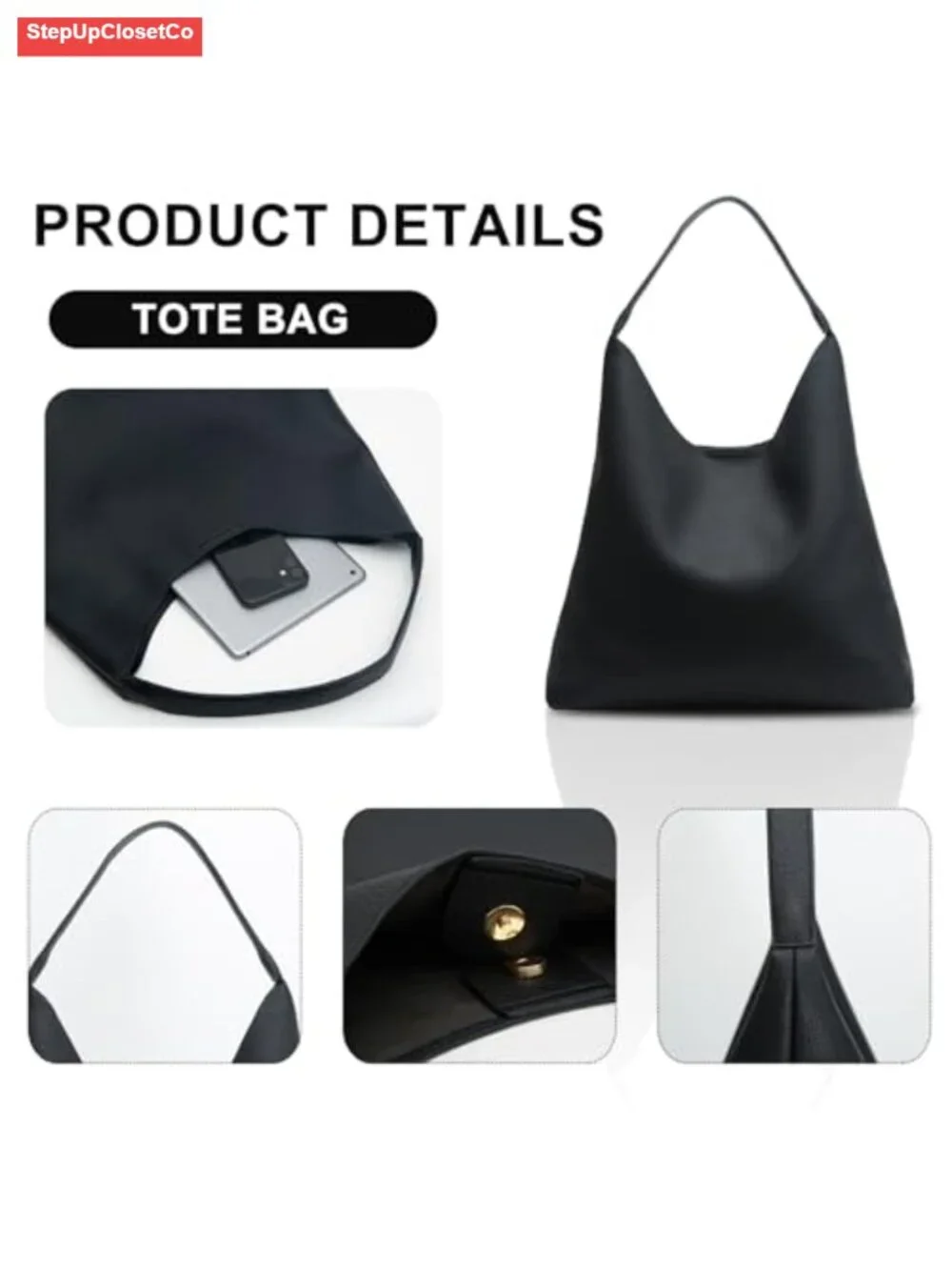 Women's Soft Faux Leather Hobo Tote Shoulder Bag High-Capacity Slouchy Purse